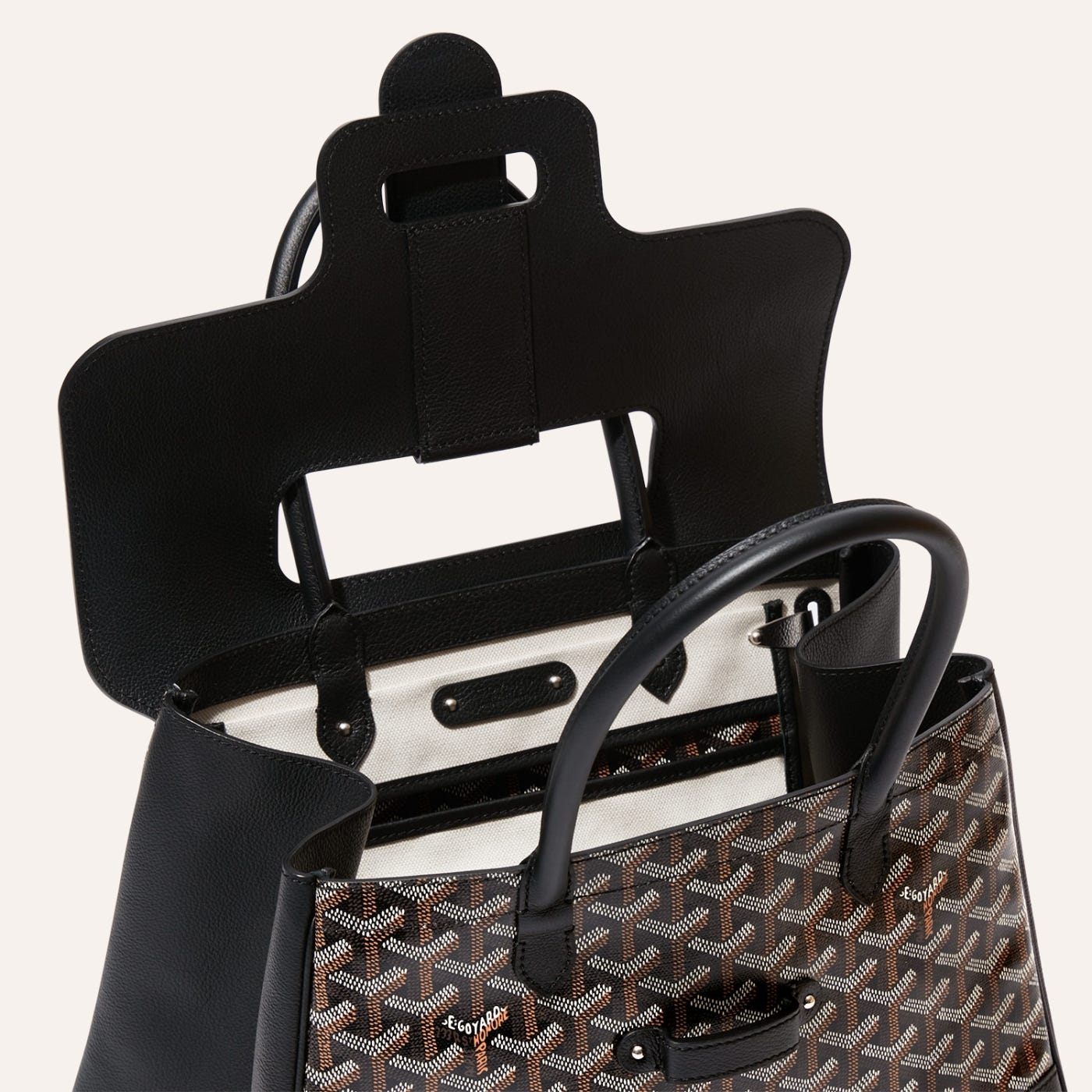 Goyard Saigon Tote Black Goyardine Canvas Palladium Hardware - Image 5